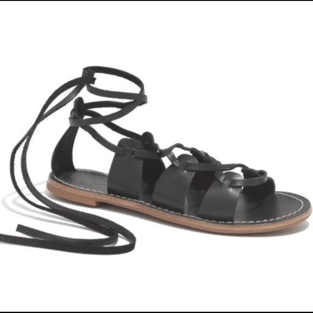 Black Madewell Tie Up Sightseer Gladiator Sandals